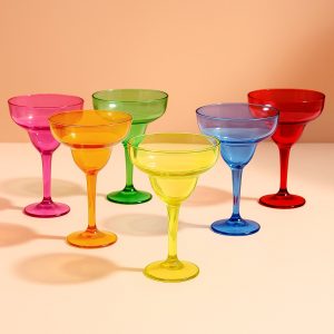 48-Pack Plastic Margarita Glasses 12oz - Assorted Colors, Reusable Cocktail Cups for Parties, Fiesta & Frozen Drinks
